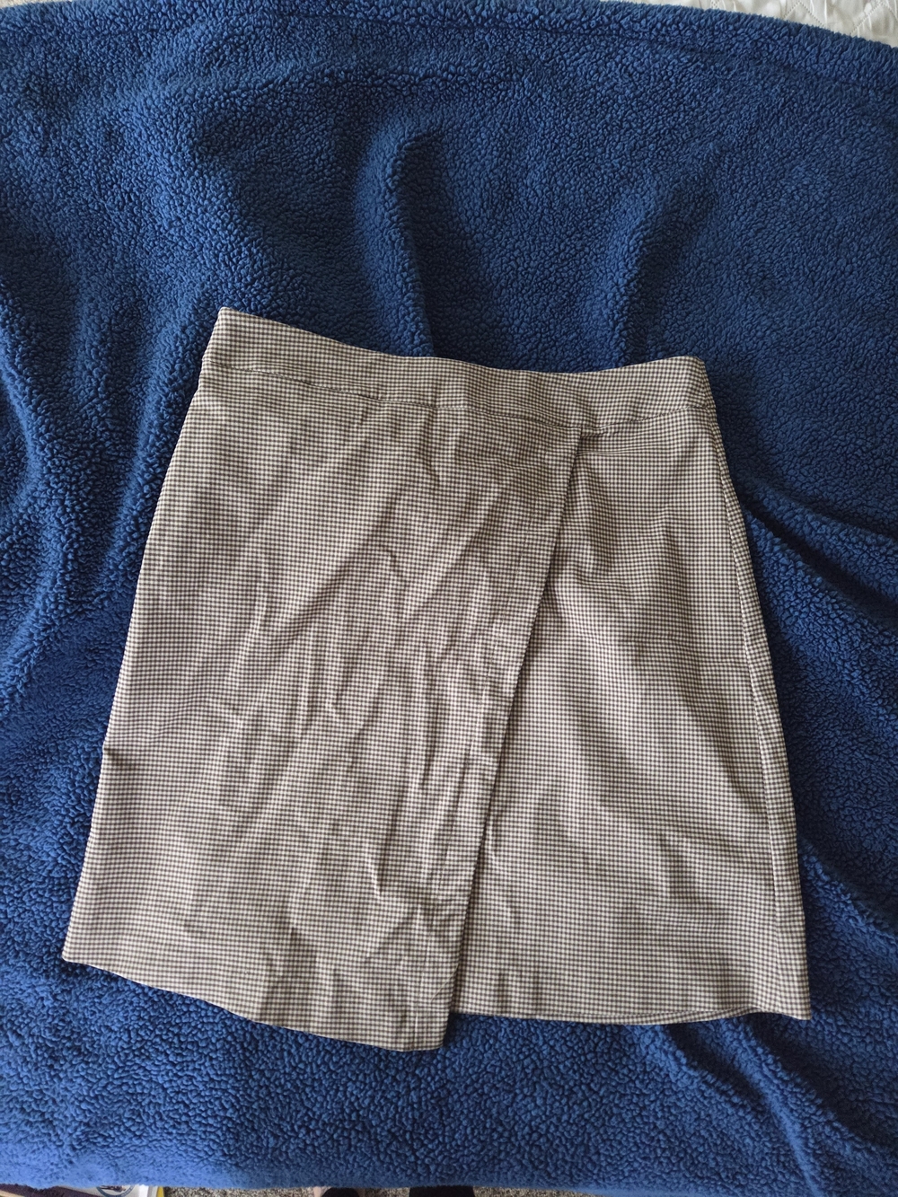 Mini Check Wrap Skirt in Brown